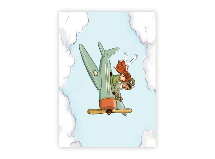Belle & Boo - Postkort Airplane A6 
