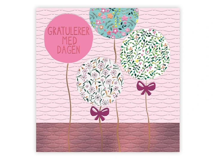 Dobbelt gratulasjonskort Gratulerer med 15x15 cm 