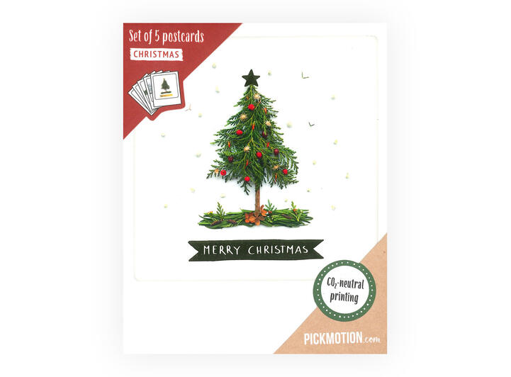 Pickmotion julekortpakke - Juletre 5 stk postkort 