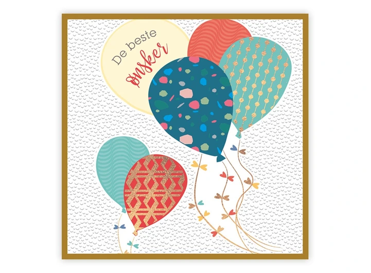 Dobbelt gratulasjonskort De beste ønsker 15x15 cm 
