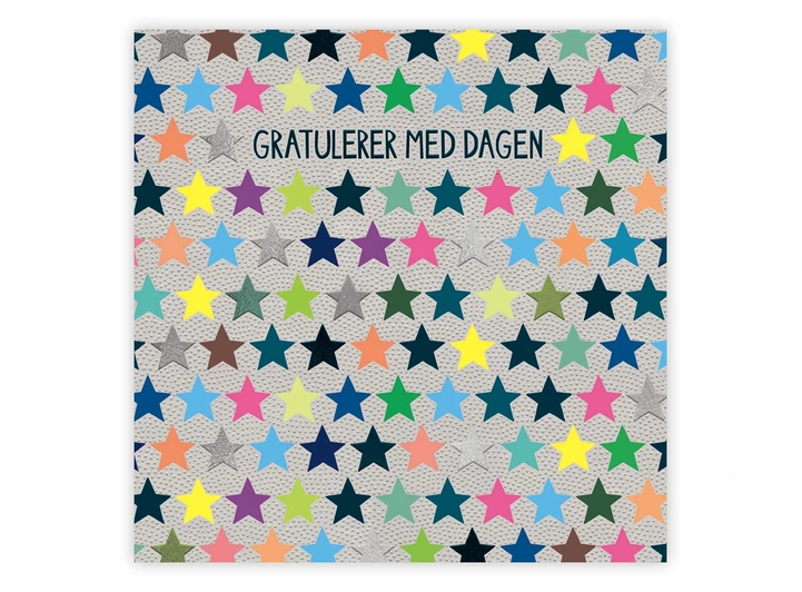 Dobbelt gratulasjonskort Gratulerer 15x15 cm 