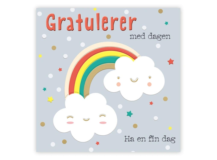 Dobbelt gratulasjonskort Gratulerer 15x15 cm 