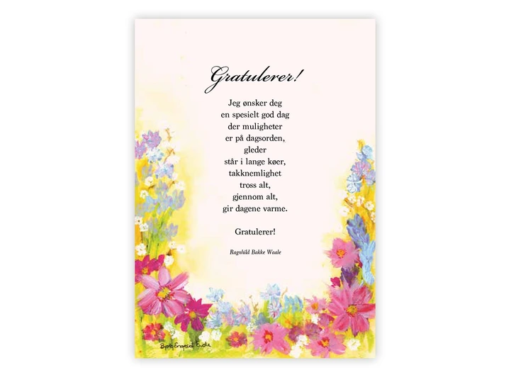 A6 postkort - Gratulerer! A6 postkort 