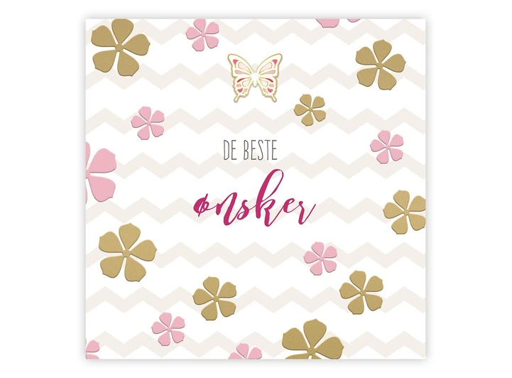 Dobbelt gratulasjonskort De beste ønsker 15x15 cm 