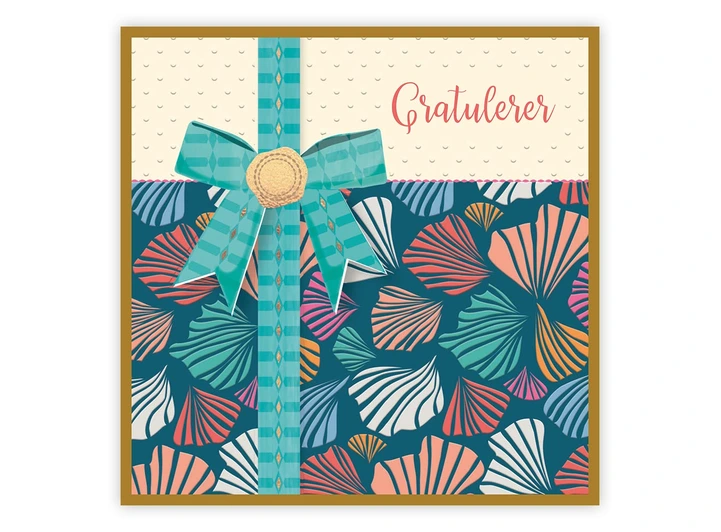 Dobbelt gratulasjonskort Gratulerer 15x15 cm 