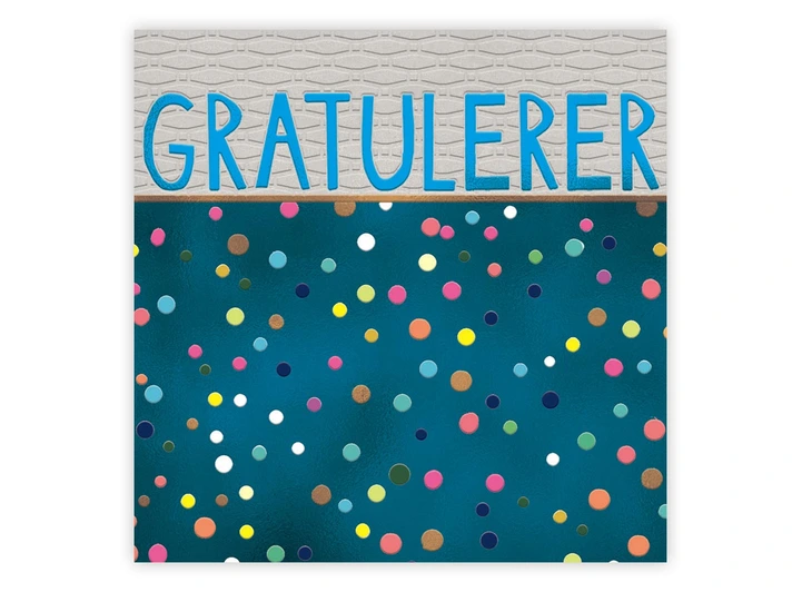 Dobbelt gratulasjonskort Gratulerer 15x15 cm 
