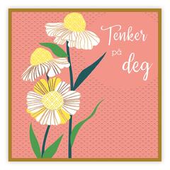 Dobbelt gratulasjonskort Tenker på deg 15x15 cm