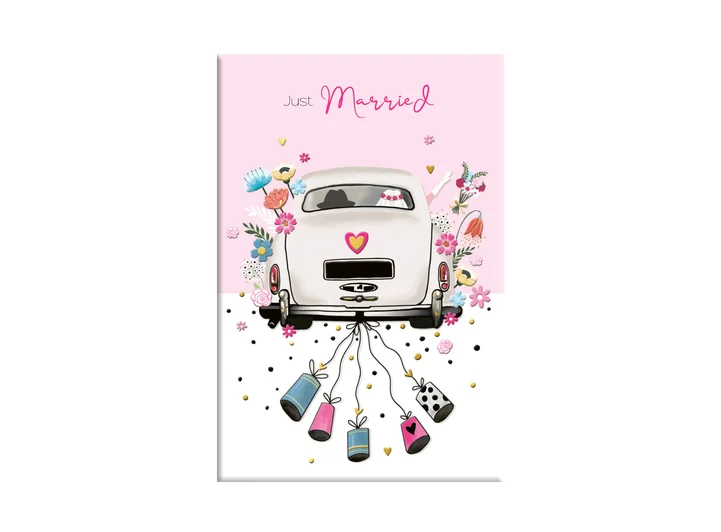 Dobbelt gratulasjonskort Just Married A6 Dobbelt kort 
