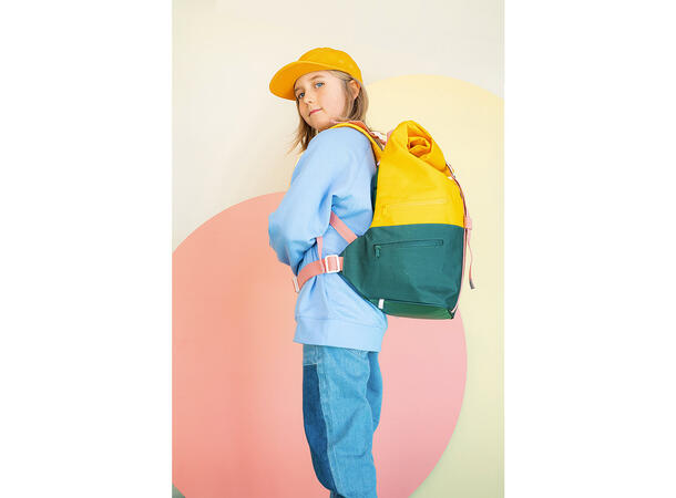 Blafre skole-/tursekk 24L mørk grønn/gul 6-10 år