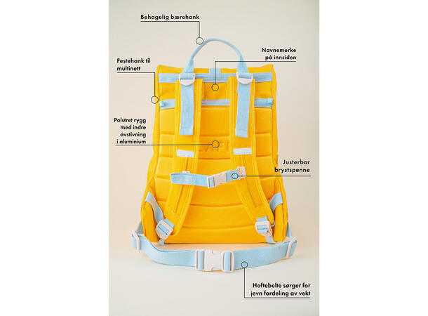 Blafre skole-/tursekk 24L mørk grønn/gul 6-10 år