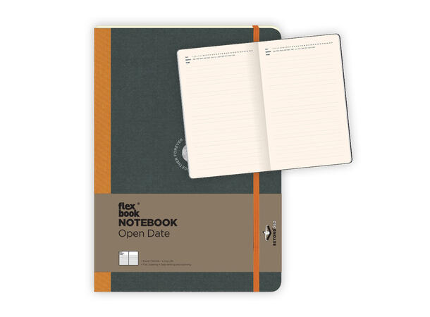 Flex Notatblokk Open Date Orange 13 x 21 cm