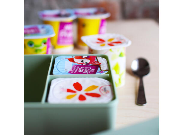 Blafre matboks i plast treroms - Bjørn Hvit/lys grønn