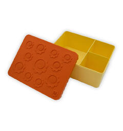 Blafre matboks i plast treroms - Blomst Oransje/lys gul