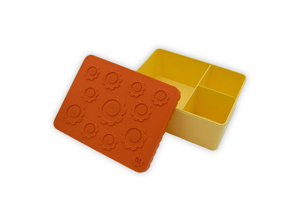 Blafre matboks i plast treroms - Blomst Oransje/lys gul