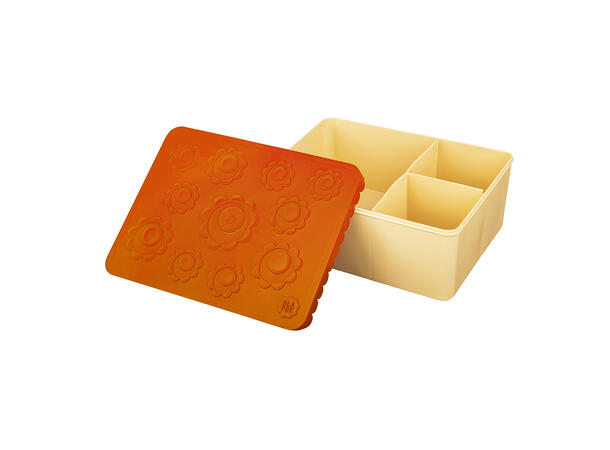 Blafre matboks i plast treroms - Blomst Oransje/lys gul