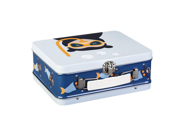 Brillebjørn koffertboks - Lys blå Metall