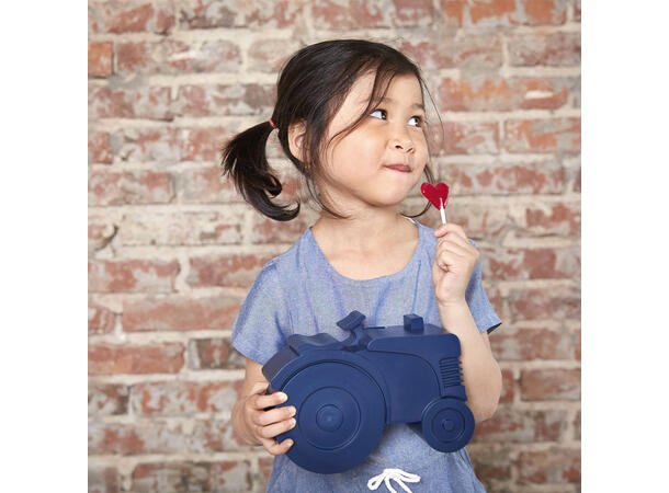 Blafre matboks i plast - Traktor Mørk blå