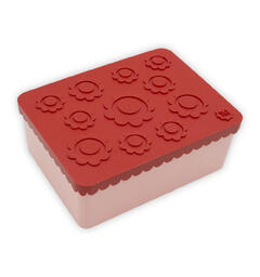 Blafre matboks i plast treroms - Blomst Rød/lys rosa