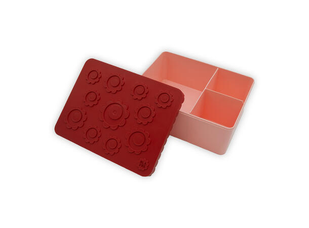 Blafre matboks i plast treroms - Blomst Rød/lys rosa