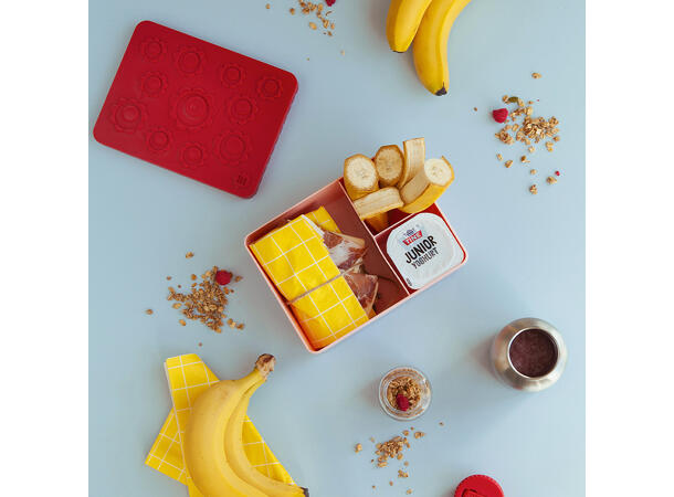 Blafre matboks i plast treroms - Blomst Rød/lys rosa