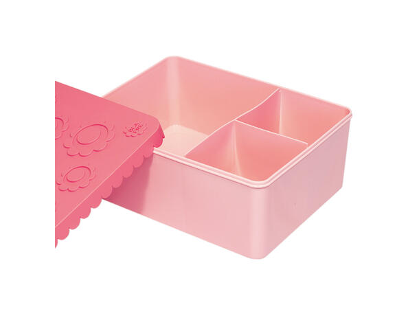 Blafre matboks i plast treroms - Blomst Rosa