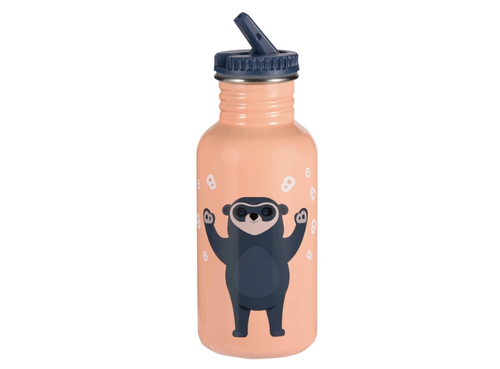 Brillebjørn stålflaske - Lys korall 500 ml 