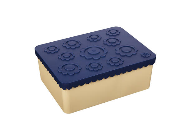 Blafre matboks i plast treroms - Blomst Marineblå/beige