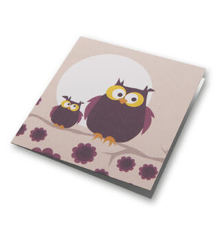 Blafre kort lite - Ugle rosa Dobbelt kort