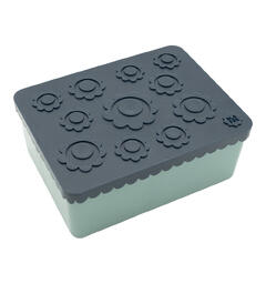 Blafre matboks i plast treroms - Blomst Mørk blå/blågrønn