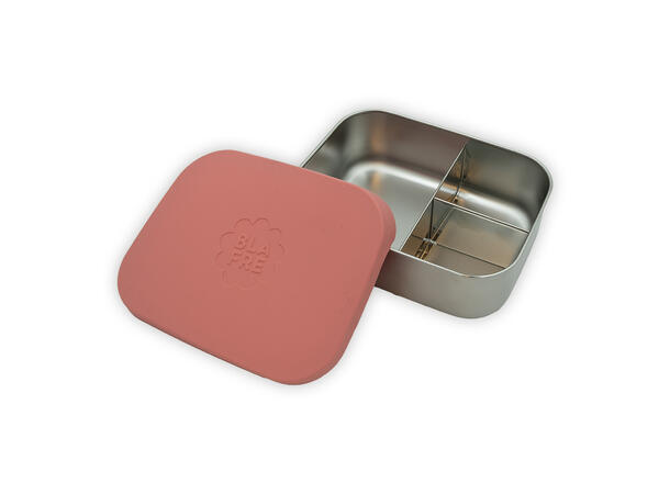 Blafre stålmatboks tre rom - Rosa Med silikonlokk
