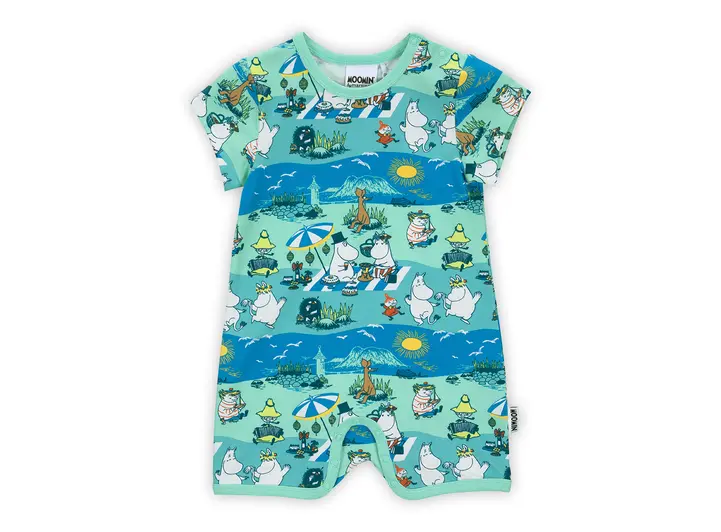 Mummi Playsuit - Stranddag Turkis 62 Babyklær fra Mummi 