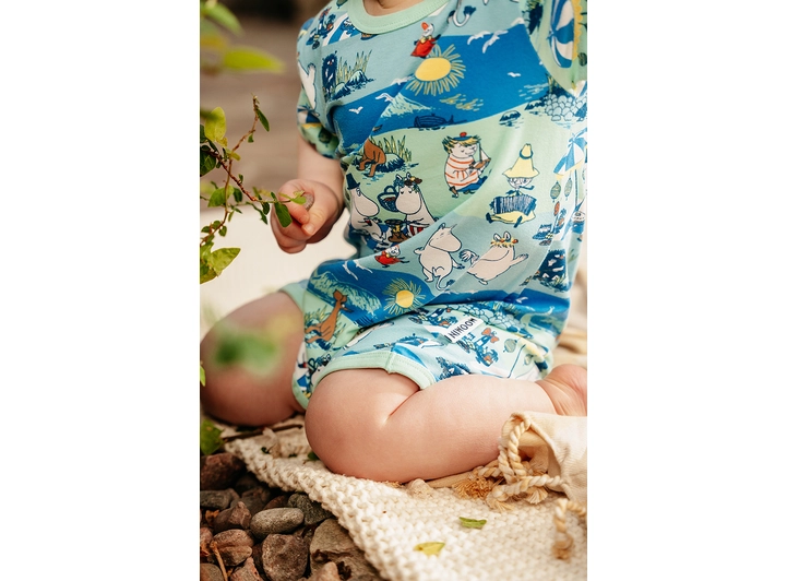 Mummi Playsuit - Stranddag Turkis 62 Babyklær fra Mummi 