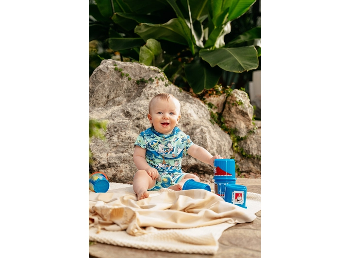Mummi Playsuit - Stranddag Turkis 62 Babyklær fra Mummi 