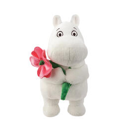 Mummitrollet Bamse - Rosa blomst 17 cm