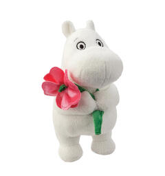 Mummitrollet Bamse - Rosa blomst 17 cm