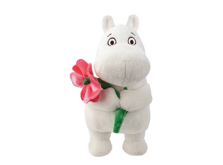Mummitrollet Bamse - Rosa blomst 17 cm 