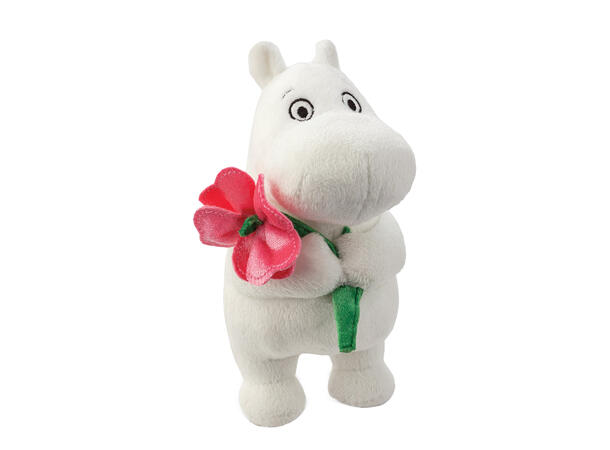 Mummitrollet Bamse - Rosa blomst 17 cm 