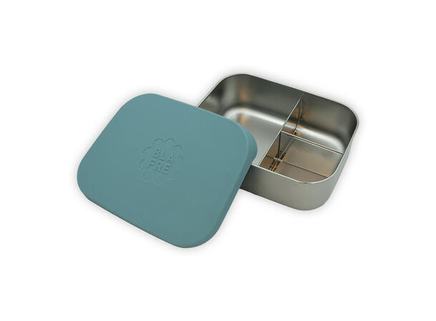 Blafre stålmatboks tre rom - Blågrønn Med silikonlokk