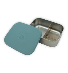 Blafre stålmatboks tre rom - Blågrønn Med silikonlokk