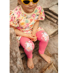 Mummi Leggings - Blomsterkrans Magenta Barneklær fra Mummi
