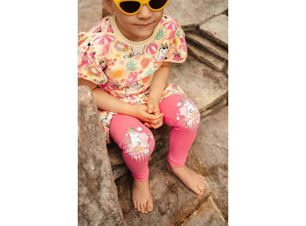Mummi Leggings - Blomsterkrans Magenta Barneklær fra Mummi