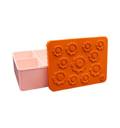 Blafre matboks i plast treroms - Blomst Oransje/lys rosa