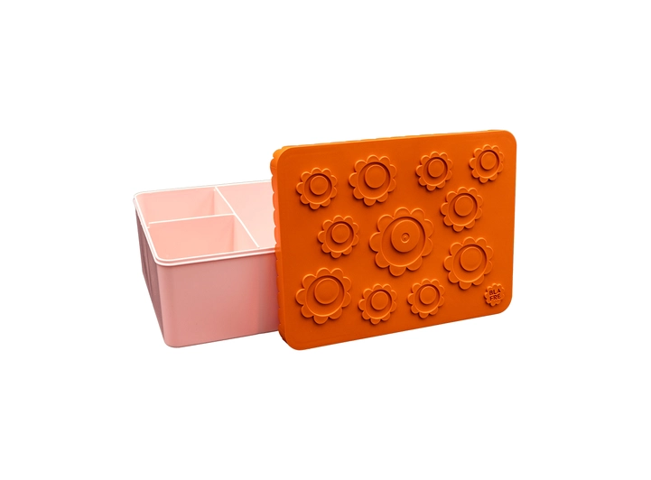 Blafre matboks i plast treroms - Blomst Oransje/lys rosa 