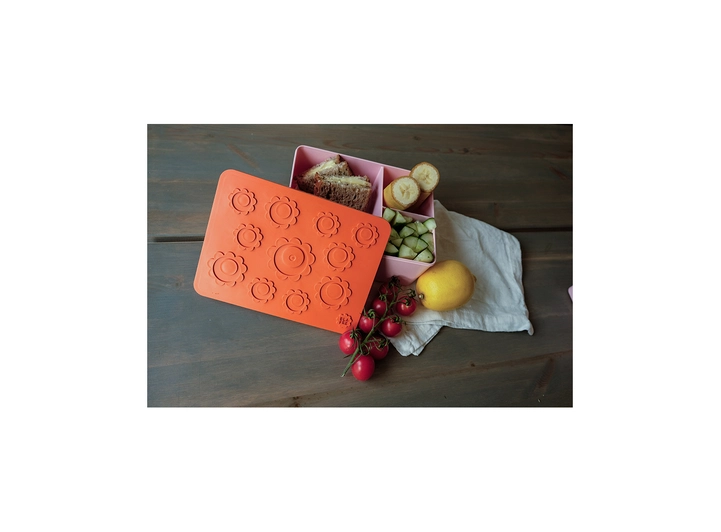 Blafre matboks i plast treroms - Blomst Oransje/lys rosa 