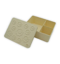 Blafre matboks i plast treroms - Blomst Beige/beige